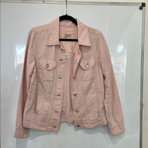 J Jill Cotton and Linen Blend Lightweight Jacket in Light Pink Size XS Tall - Picture 1 of 13